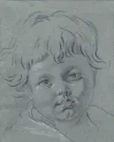 Louis-Léopold Boilly, Study of a young boy, black and white chalk on blue paper