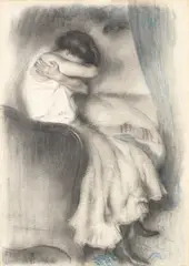 Louis Legrand, Désespoir, charcoal with watercolour