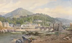 Thomas Sewell Robins, Llangollen on the River Dee, Denbighshire, watercolour and pencil heightened with white