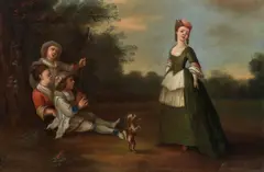 Philippe Mercier, Figures in a landscape, oil on canvas