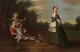 Philippe Mercier, Figures in a landscape, oil on canvas