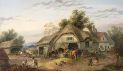Georgina Lara, Farmyard scenes, a pair, oil on canvas