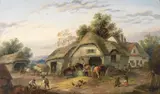 Georgina Lara, Farmyard scenes, a pair, oil on canvas