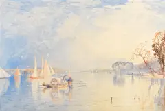 James Baker Pyne, A view of Lake Windermere, watercolour and pencil