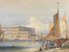 Joseph Murray Ince, The Royal Palace, Stockholm, watercolour over traces of pencil