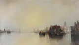 Augustus van Hier, Dutch fishing boats, oil on canvas
