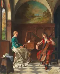 Erwin Eichinger, A musical duet, oil on canvas