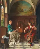 Erwin Eichinger, A musical duet, oil on canvas