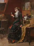 Gustave François Lasellaz, The artist's muse, oil on canvas