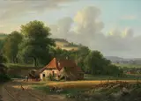By the homestead by Johannes Gijsbertus van Ravenswaay, oil on panel, offered Apr 2023