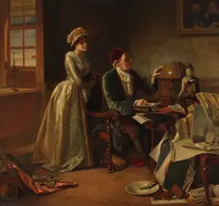William Maw Egley, Tracing the ship's course, oil on canvas