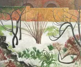 Anne E. Christopherson, Snowy Bank with Fig Trees (Greenwich), oil on canvas