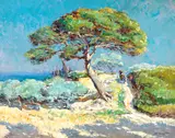 Hermann Edouard Wagner, Vue du Sud de la France, oil on canvas