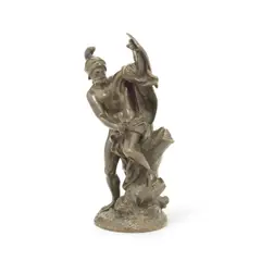 Jean Bulio, bronze figure of a classical male warrior, bronze