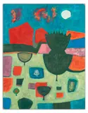 John Christopherson, Moonlit Grove 2, oil on board