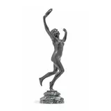 Eugene Desire Piron, patinated bronze figure of a female Bacchante, patinated bronze