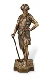 Émile Louis Picault, patinated bronze figure of 'Labor'