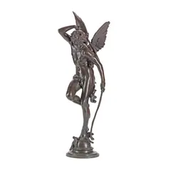 Jules Coutan, patinated bronze figure of Mercury, patinated bronze