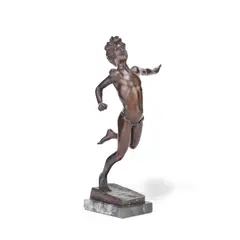 Giuseppe Renda, patinated bronze figure of a dancing boy, patinated bronze