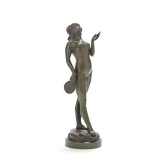 Alfred Grévin, green patinated bronze figure of an orientalist maiden, green patinated bronze