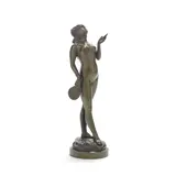 Alfred Grévin, green patinated bronze figure of an orientalist maiden, green patinated bronze