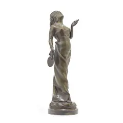 Alfred Grévin, green patinated bronze figure of an orientalist maiden, green patinated bronze
