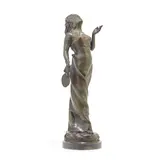 Alfred Grévin, green patinated bronze figure of an orientalist maiden, green patinated bronze