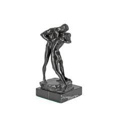 Ferdinand Lepcke, patinated bronze figural group of 'The Kiss', patinated bronze