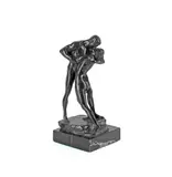 Ferdinand Lepcke, patinated bronze figural group of 'The Kiss', patinated bronze