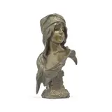 patinated bronze bust of 'Esmeralda' by Emmanuel Villanis, patinated bronze, sold Apr 2023
