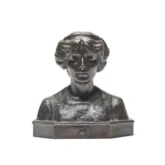 Albert Toft, patinated bronze bust of a lady, patinated bronze