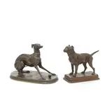 and Alfred Dubucand (French, 1828-1894): Two late 19th/early 20th century patinated bronze canine models by Pierre-Jules Mêne, patinated bronze, offered Apr 2023