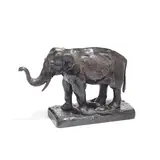 Alfred Barye, patinated bronze figure of an Asian elephant, patinated bronze