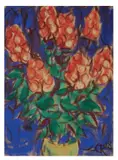 Phlox by Christian Rohlfs, 1918, Wassertempera auf genarbtem Papier, auf Pappe aufgezogen, sold Nov 2010