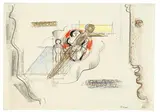 Oskar Schlemmer, Studie für das Wandbild im Hause Keller, Stuttgart, 1939, Farbstifte und Bleistift auf Papier