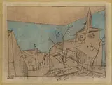 Village Church Tarbach Thüringen by Lyonel Feininger, 1947, Aquarell und Tuschfeder auf Bütten (Wasserzeichen: TL), sold May 2011