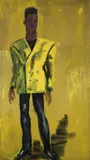 Rainer Fetting, Man in yellow (Mugler), 1989, Acryl auf Rupfen