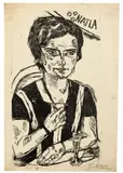Max Beckmann, Bildnis Frau H.M. (Naila), 1923, Holzschnitt auf Bütten (Wasserzeichen: H. ANTIQUE)