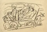 Max Beckmann, Selbstbildnis im Auto“ („Autofahrt“), 1923, Lithographie auf imitiertem Japan