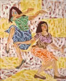 SEO, Lass uns tanzen, 2004, Öl und Reispapier auf Leinwand