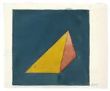 Sol LeWitt, Pyramid with red and yellow sides / blue background, 1984, Gouache über Bleistift auf Fabriano-Karton