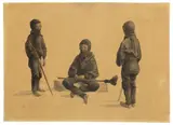 Carl Blechen, Schornsteinfegerjunge (drei Studien), Um 1827, Aquarell und Feder in Schwarz über Bleistift auf braunem Papier