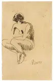 Femme agenouillée by Pablo Picasso, Um 1905, Tuschfeder auf Bütten (aus einem Skizzenbuch), sold Nov 2012