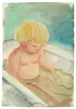 Otto Dix, Kind in der Badewanne“ (Ursus), 1928, Aquarell auf Papier