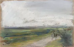 Max Liebermann, Landschaft (Noordwijk aan Zee), Um 1910, Kreide auf braunem Papier