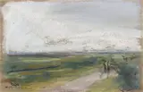 Max Liebermann, Landschaft (Noordwijk aan Zee), Um 1910, Kreide auf braunem Papier