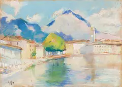Lago Maggiore (Dorf im Tessin) by Lesser Ury, 1893, Pastell auf Pappe, sold Mar 2022