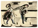 Ernst Ludwig Kirchner, Kreiselspieler, Um 1934, Tuschpinsel und Aquarell über Bleistift auf festem Velin