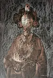 Mirko, Woman with Lamp, 1960, Wax pastel on paper applied to canvas