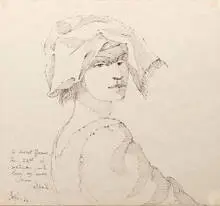 Corrado Cagli, Woman's Head, c. 1960, Pen and ink on rice paper